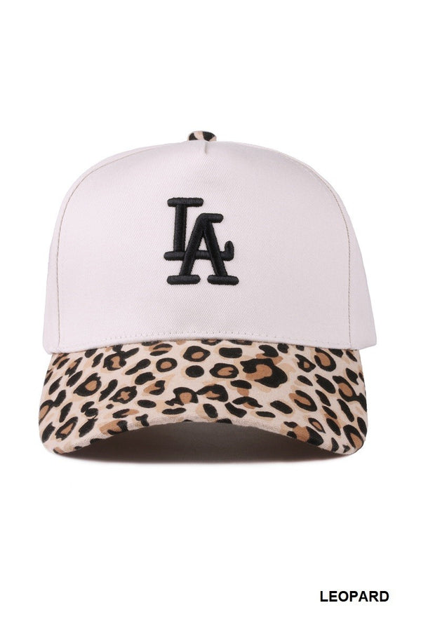 LA Two Tone Canvas Cotton Cap, Leopard