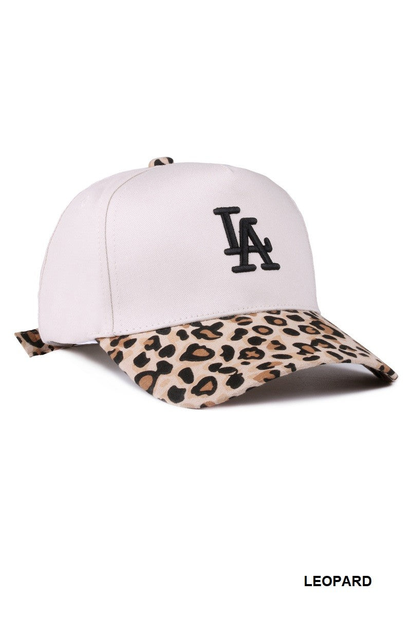 LA Two Tone Canvas Cotton Cap, Leopard