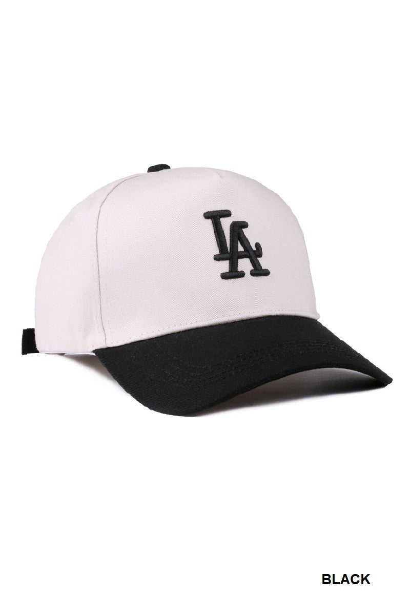 LA Two Tone Canvas Cotton Cap, Black