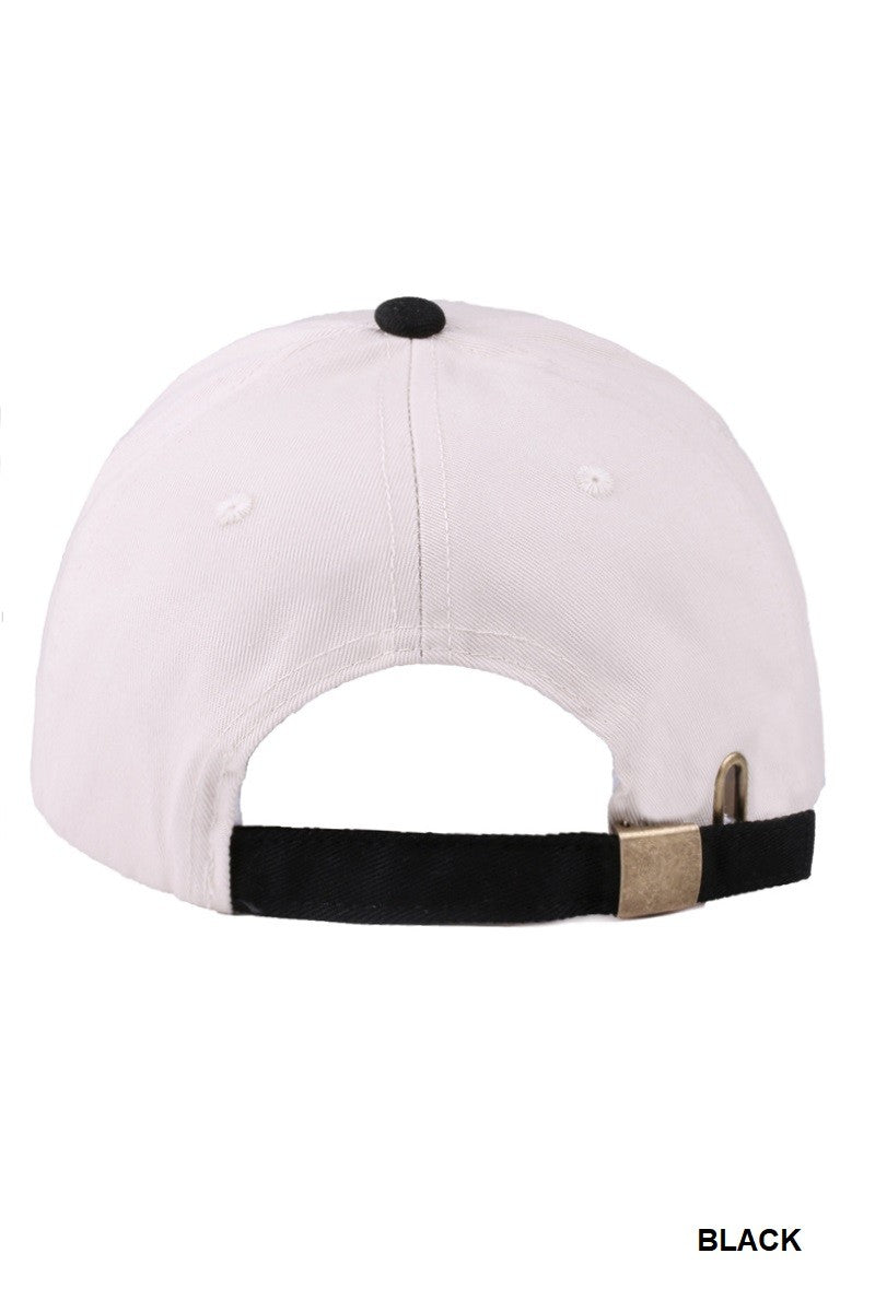 LA Two Tone Canvas Cotton Cap, Black
