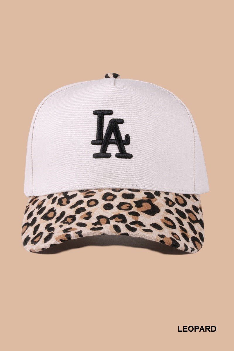 LA Two Tone Canvas Cotton Cap, Leopard