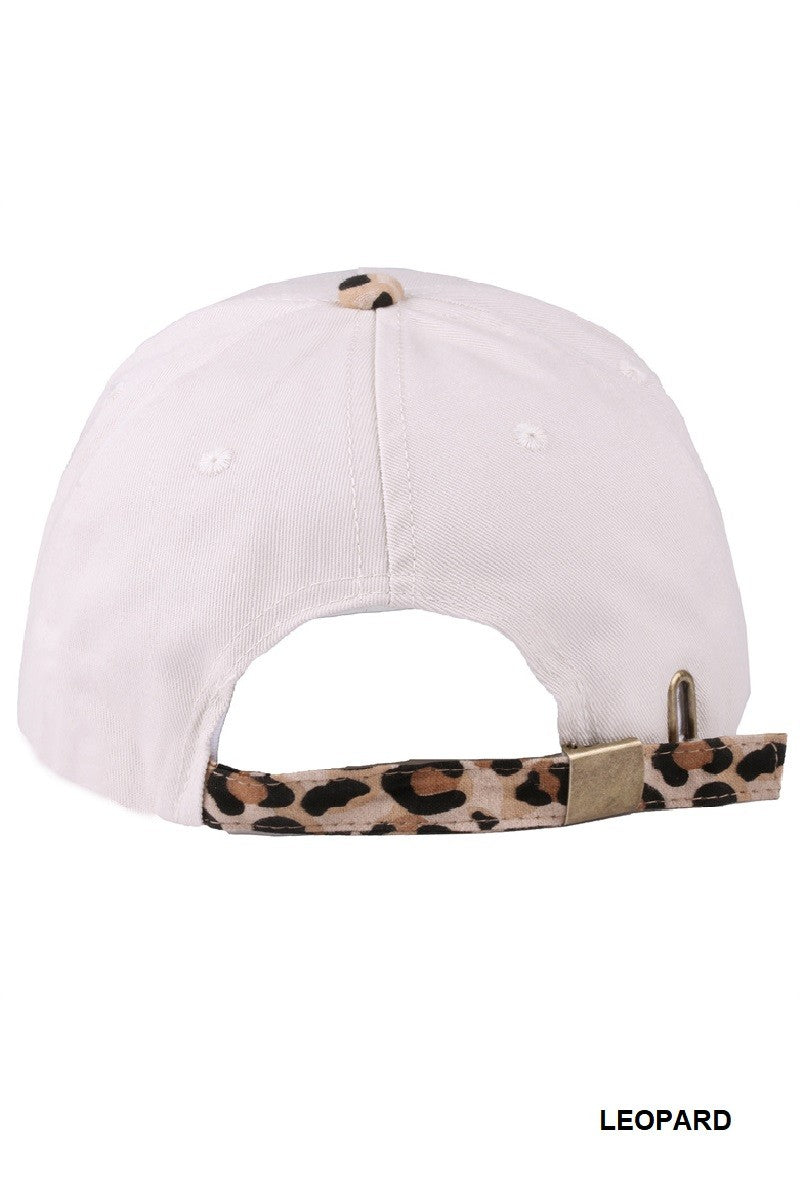 LA Two Tone Canvas Cotton Cap, Leopard