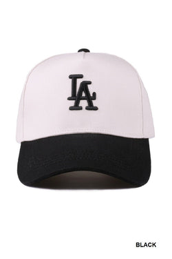 LA Two Tone Canvas Cotton Cap, Black