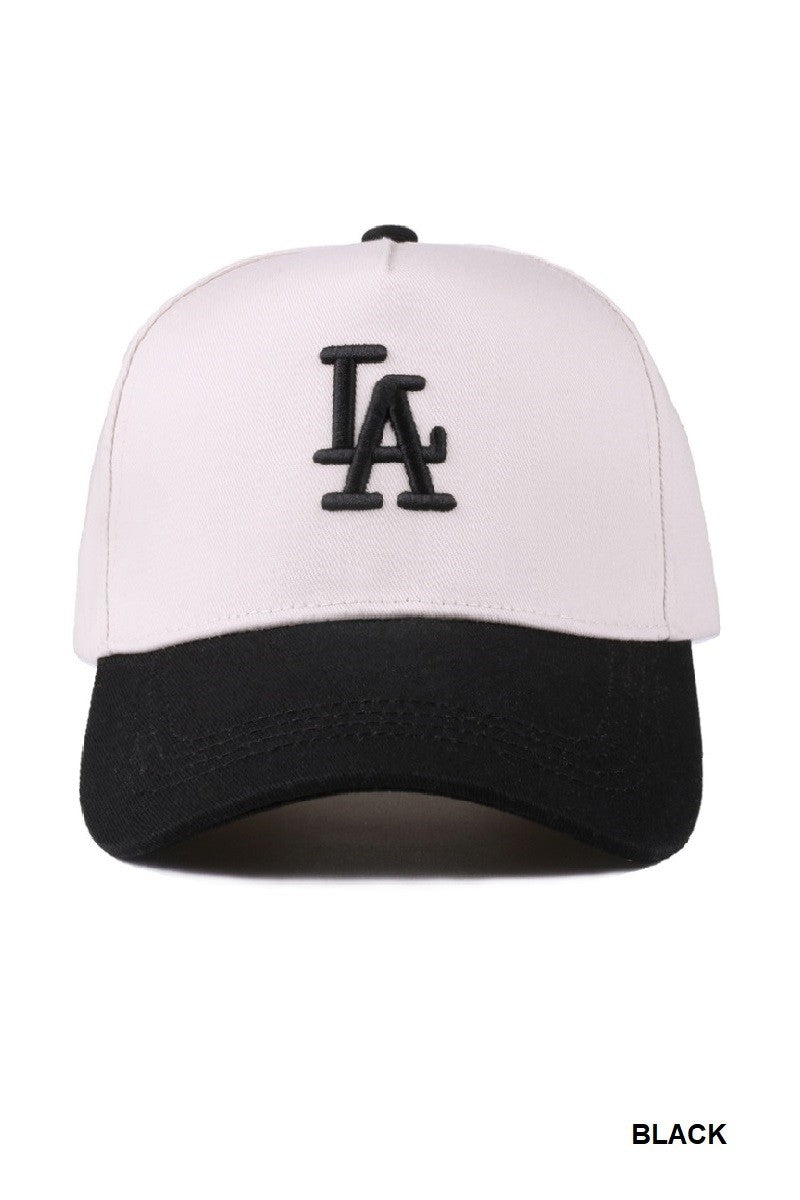 LA Two Tone Canvas Cotton Cap, Black