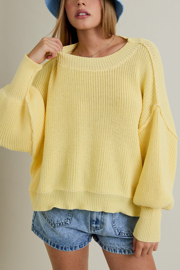 Brynne Pullover Sweater, Light Yellow