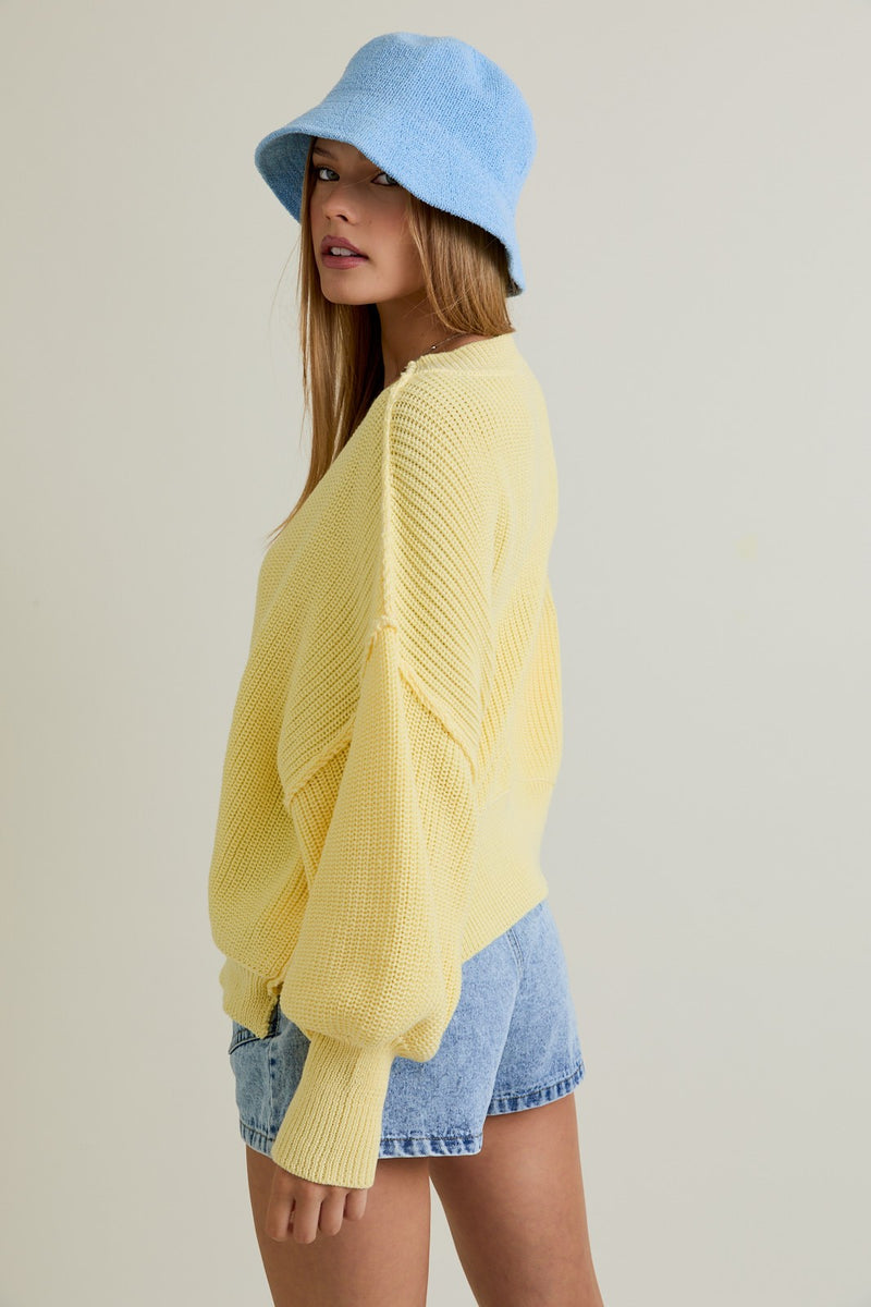 Brynne Pullover Sweater, Light Yellow