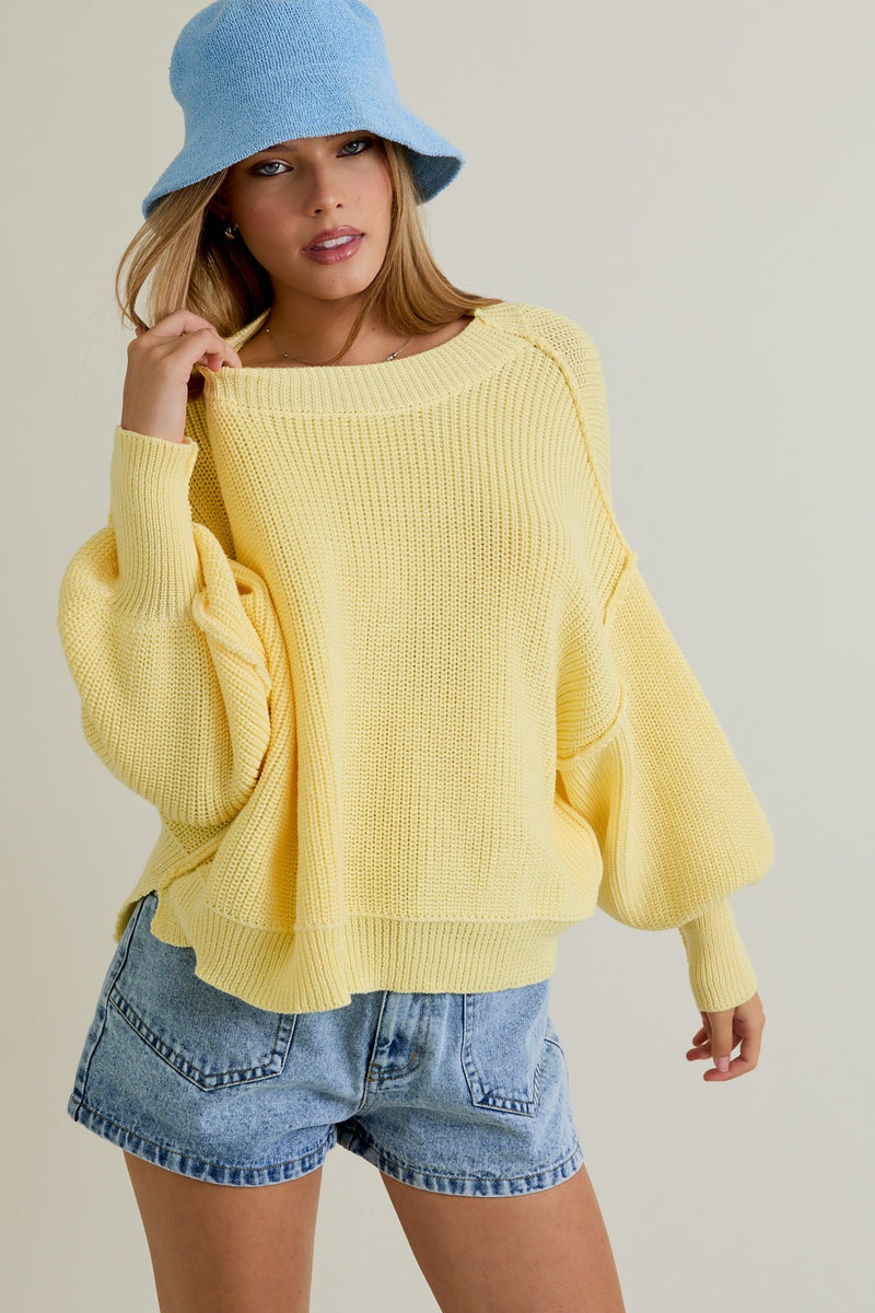 Brynne Pullover Sweater, Light Yellow