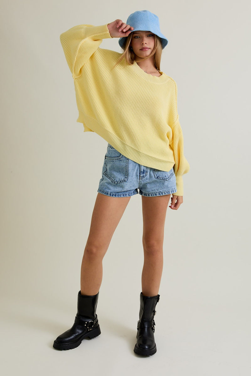 Brynne Pullover Sweater, Light Yellow