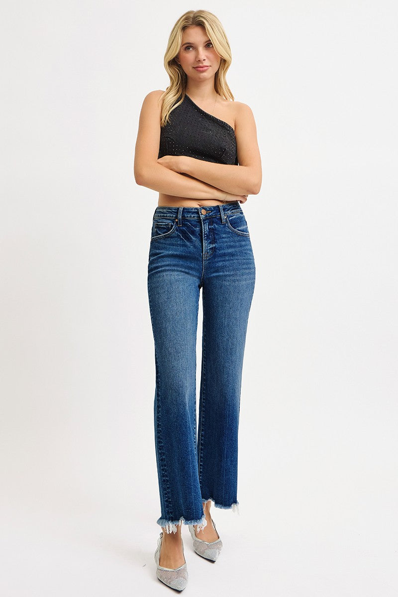 Freya High Rise Ankle Straight Jeans, Dark