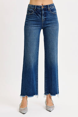Freya High Rise Ankle Straight Jeans, Dark