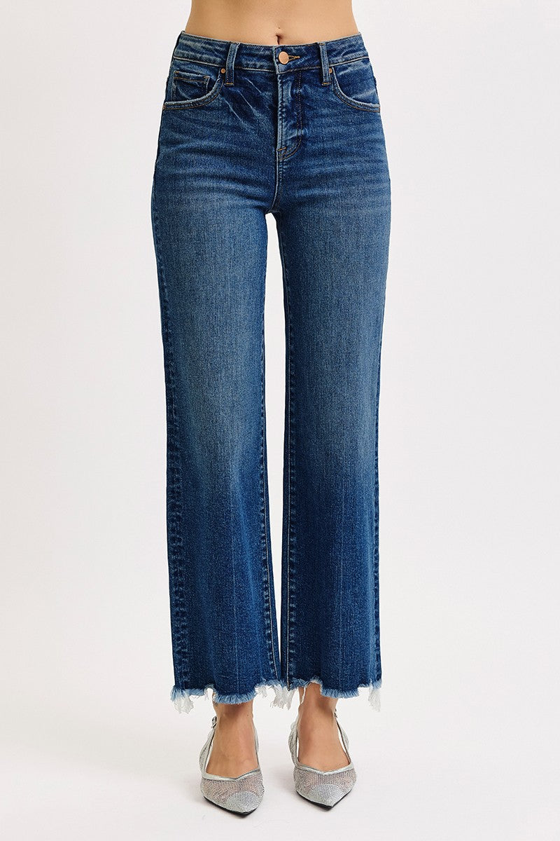 Freya High Rise Ankle Straight Jeans, Dark