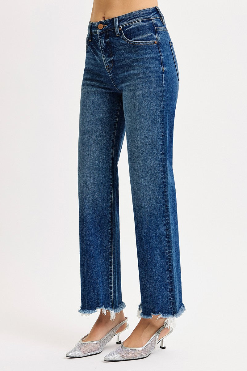 Freya High Rise Ankle Straight Jeans, Dark