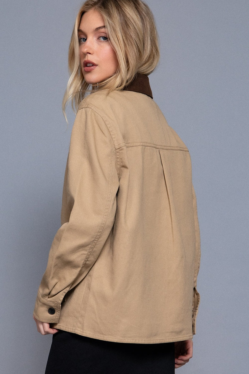 Elisabeth Corduroy Collared Work Jacket, Khaki