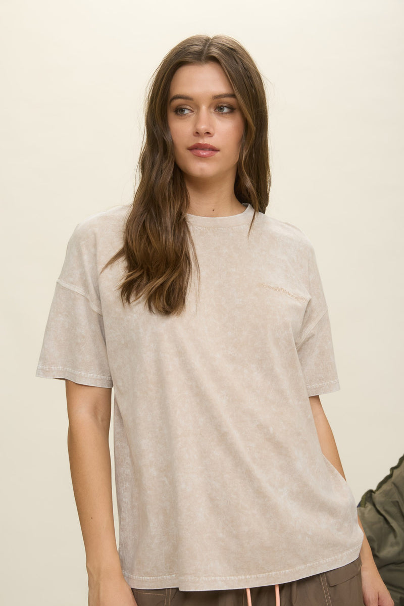 Emory Washed Good Vibes Tee, Mocha