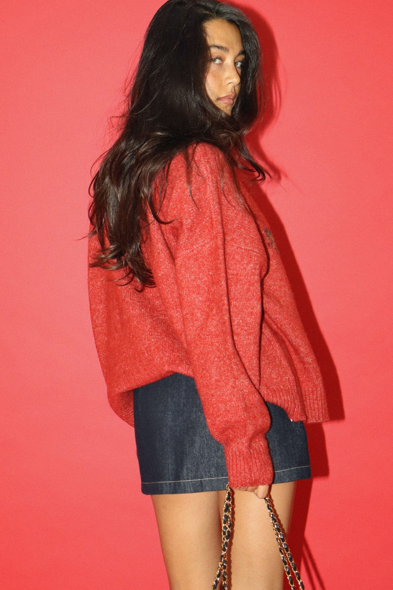 Lyric Flying Duck Sweater, Vintage Red