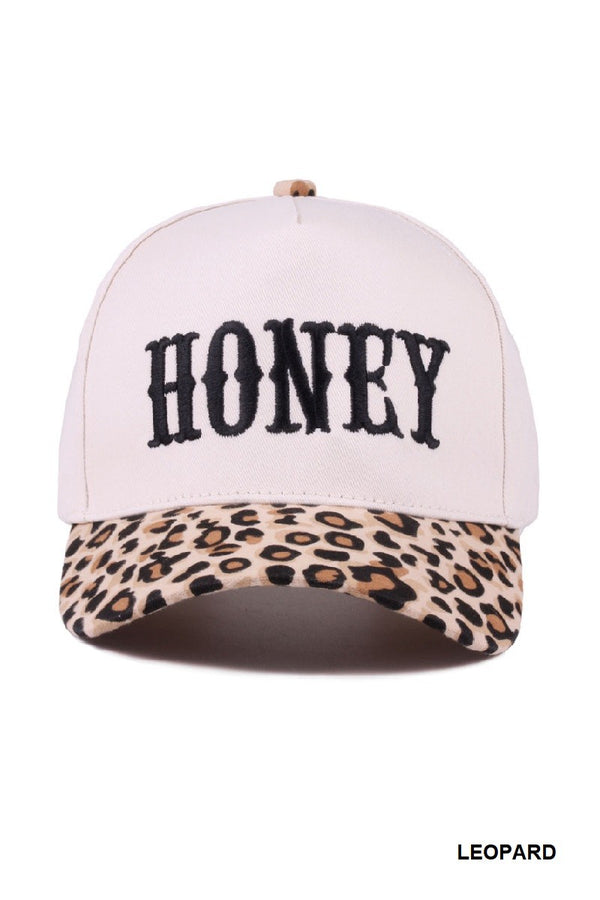 Honey Two-Tone Canvas Cotton Cap, Leopard