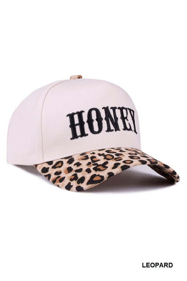 Honey Two-Tone Canvas Cotton Cap, Leopard