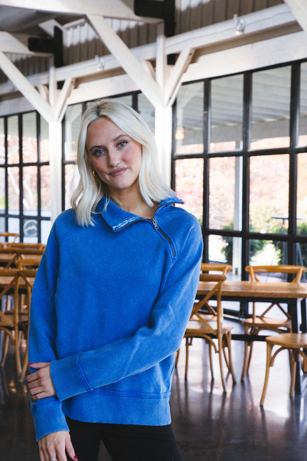 Just a Game Half Zip Pullover, Lapis Lazuli | Free People