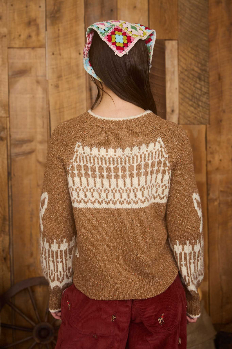 Tali Swan Jacquard Cardigan, Caramel
