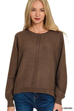 Jasmine Front Seam Sweater, Heather Brown