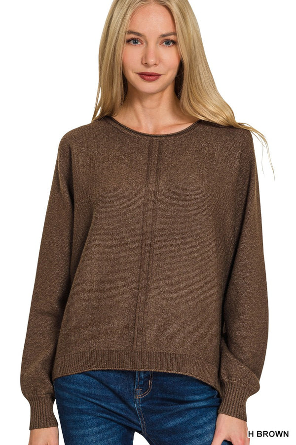 Jasmine Front Seam Sweater, Heather Brown