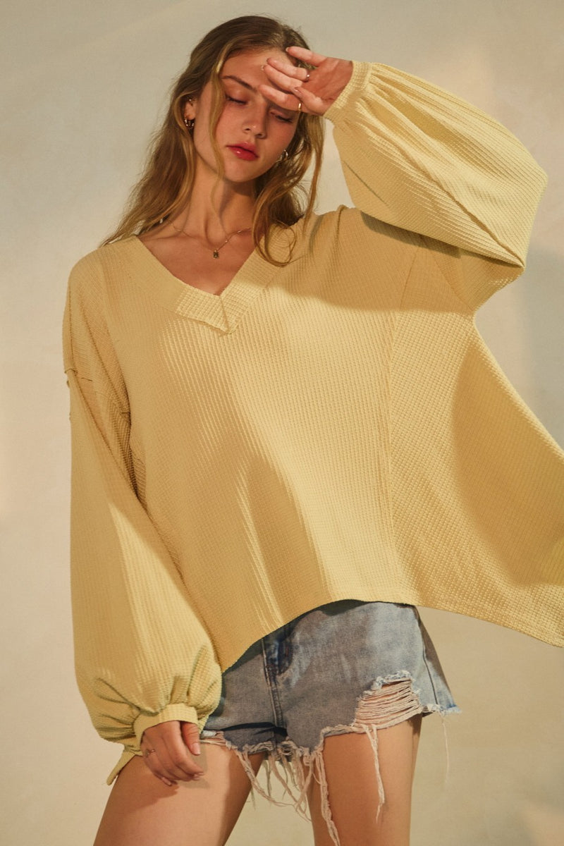 Savannah Textured Asymmetrical Hem Top, Buttermilk