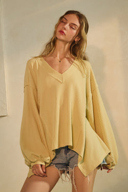 Savannah Textured Asymmetrical Hem Top, Buttermilk