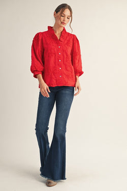 Bridget Ruffle Detailed Blouse, Tomato Red