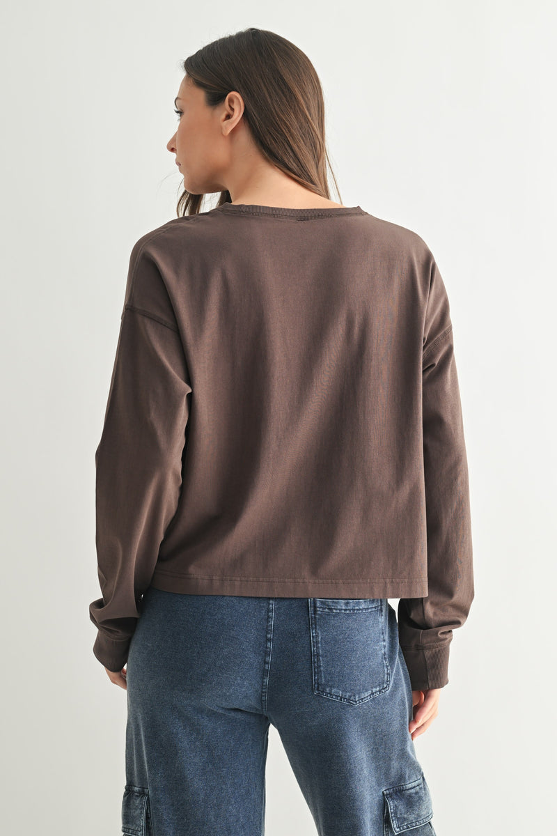 Melanie Notch Neck Top, Espresso