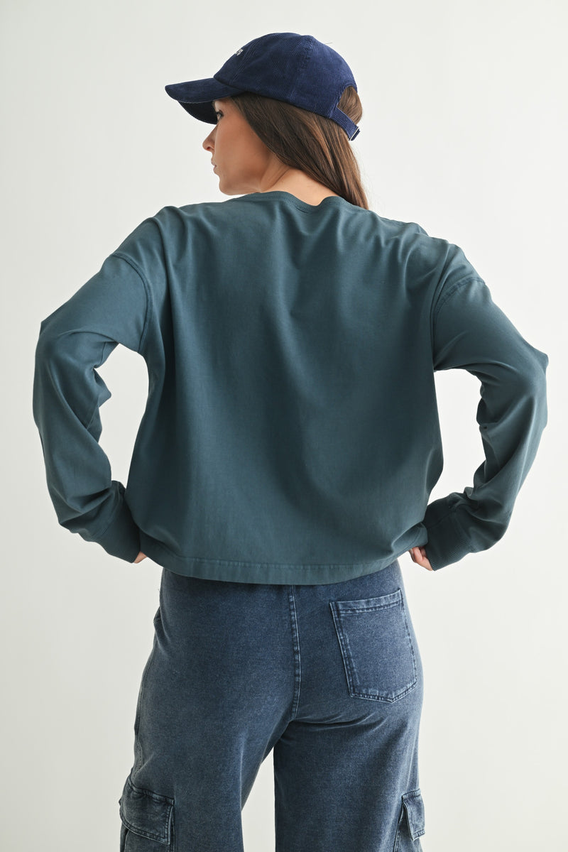 Melanie Notch Neck Top, Midnight Navy