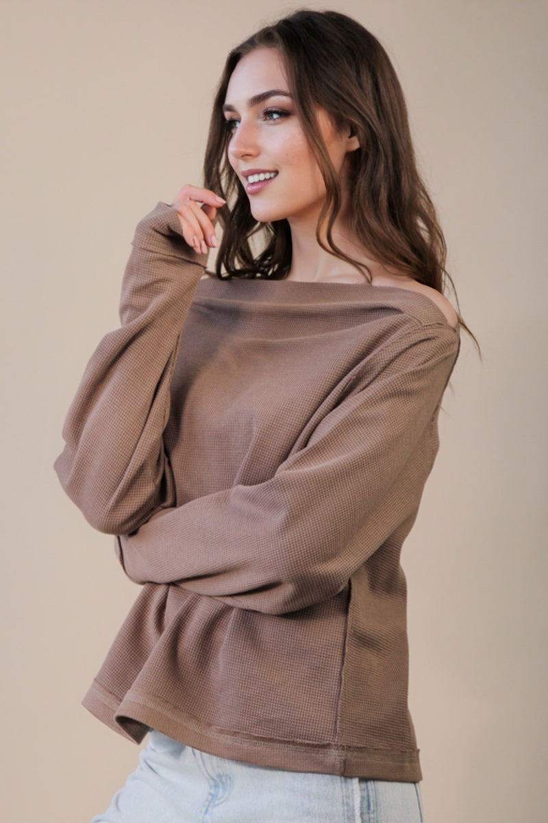 Candace Off the Shoulder Knit Top, Mocha