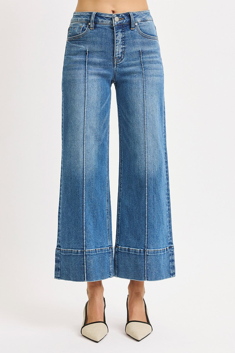 Mary Mid Rise Wide Leg Crop Jeans, Medium