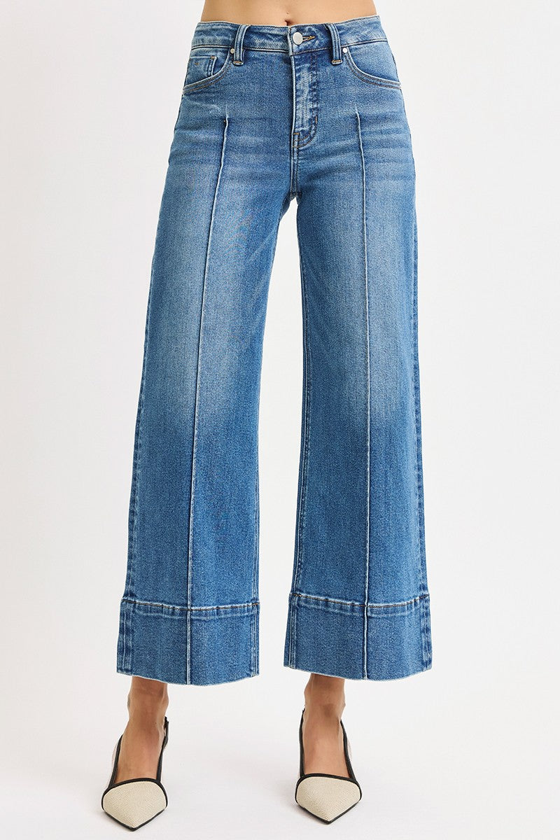 Mary Mid Rise Wide Leg Crop Jeans, Medium