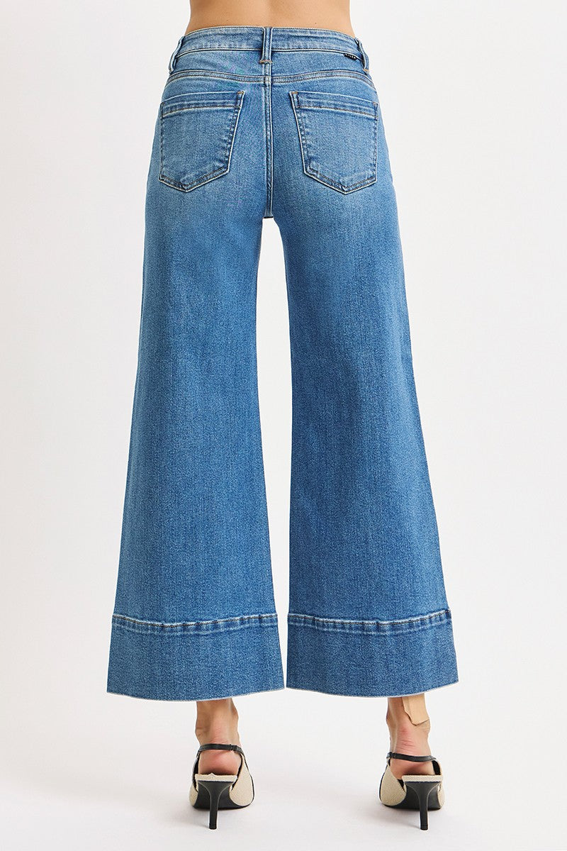 Mary Mid Rise Wide Leg Crop Jeans, Medium
