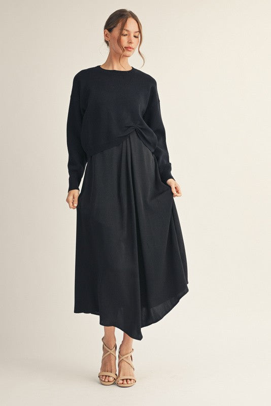 Sarah Grace Crew Neck Sweater, Black