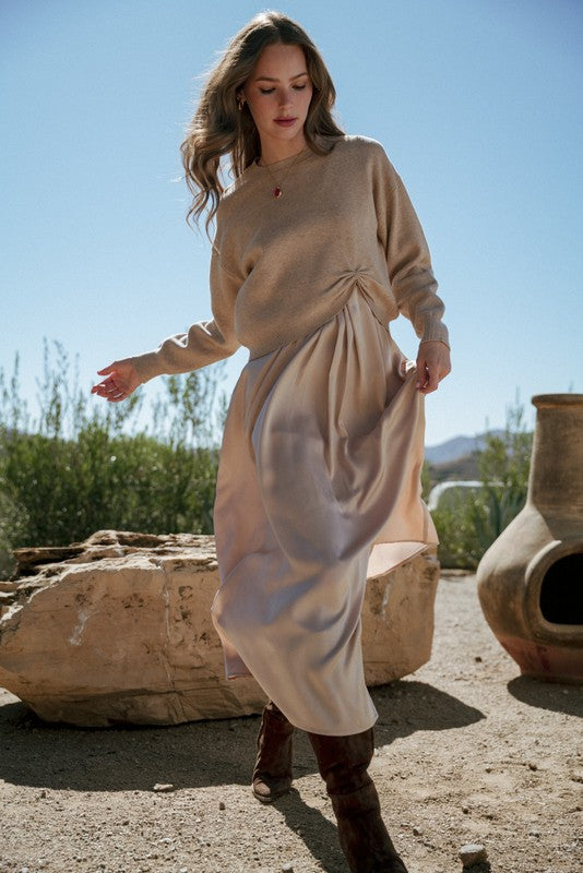 Sarah Grace Crew Neck Sweater, Champagne