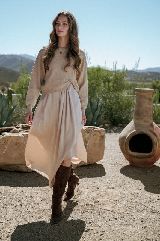 Sarah Grace Crew Neck Sweater, Champagne
