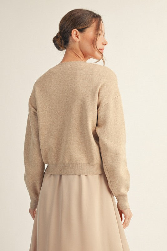 Sarah Grace Crew Neck Sweater, Champagne