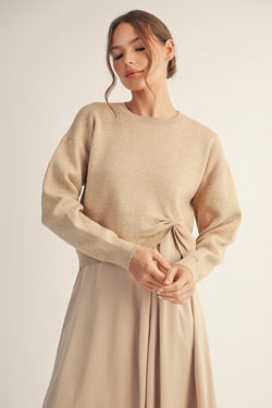 Sarah Grace Crew Neck Sweater, Champagne