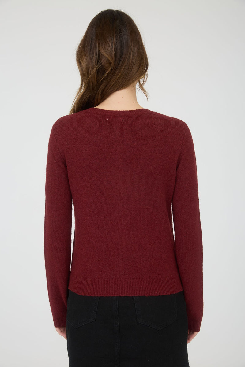 Nia Button Down Cardigan, Burgundy