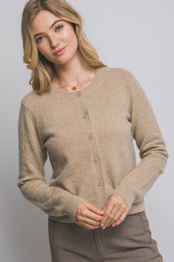 Maria Round Neck Cardigan, Khaki