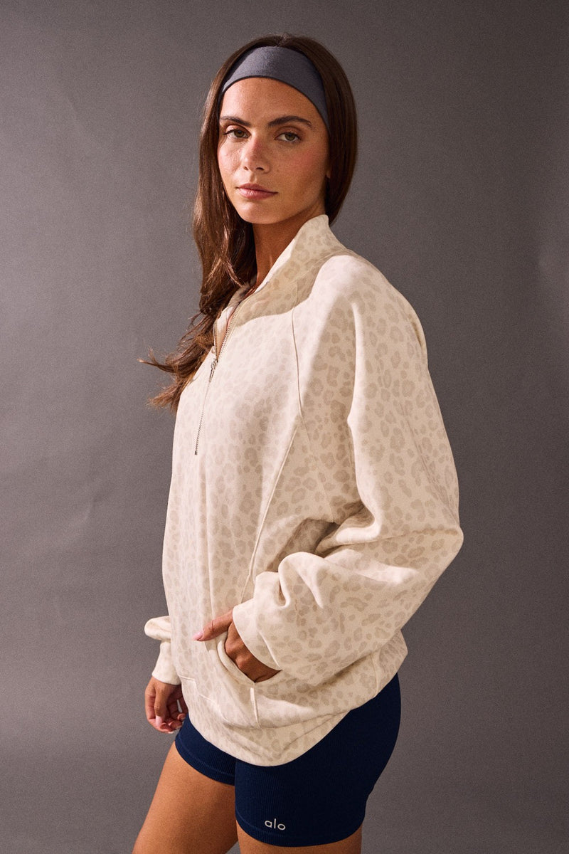 Annie Quarter Zip Pullover, Leopard