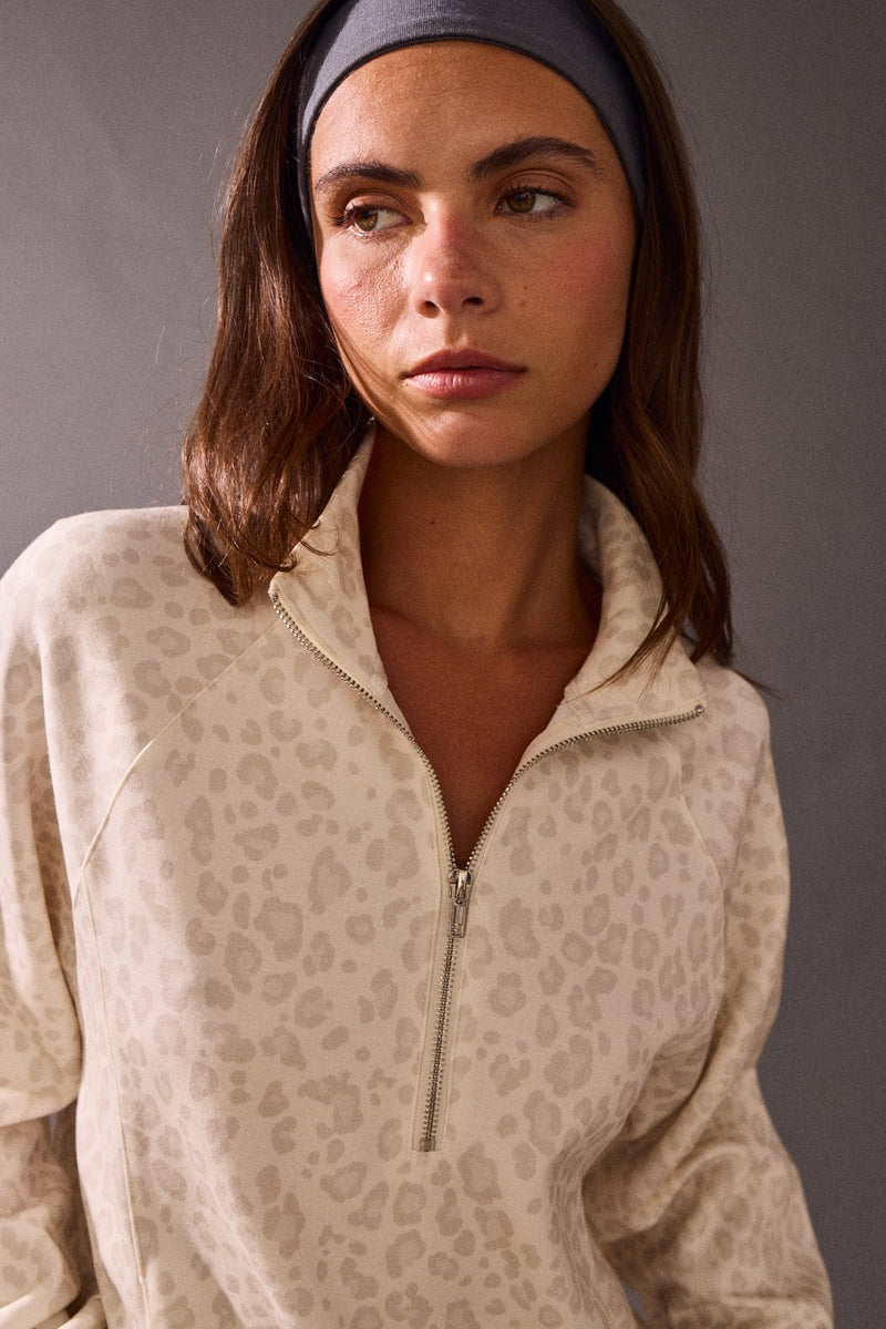 Annie Quarter Zip Pullover, Leopard