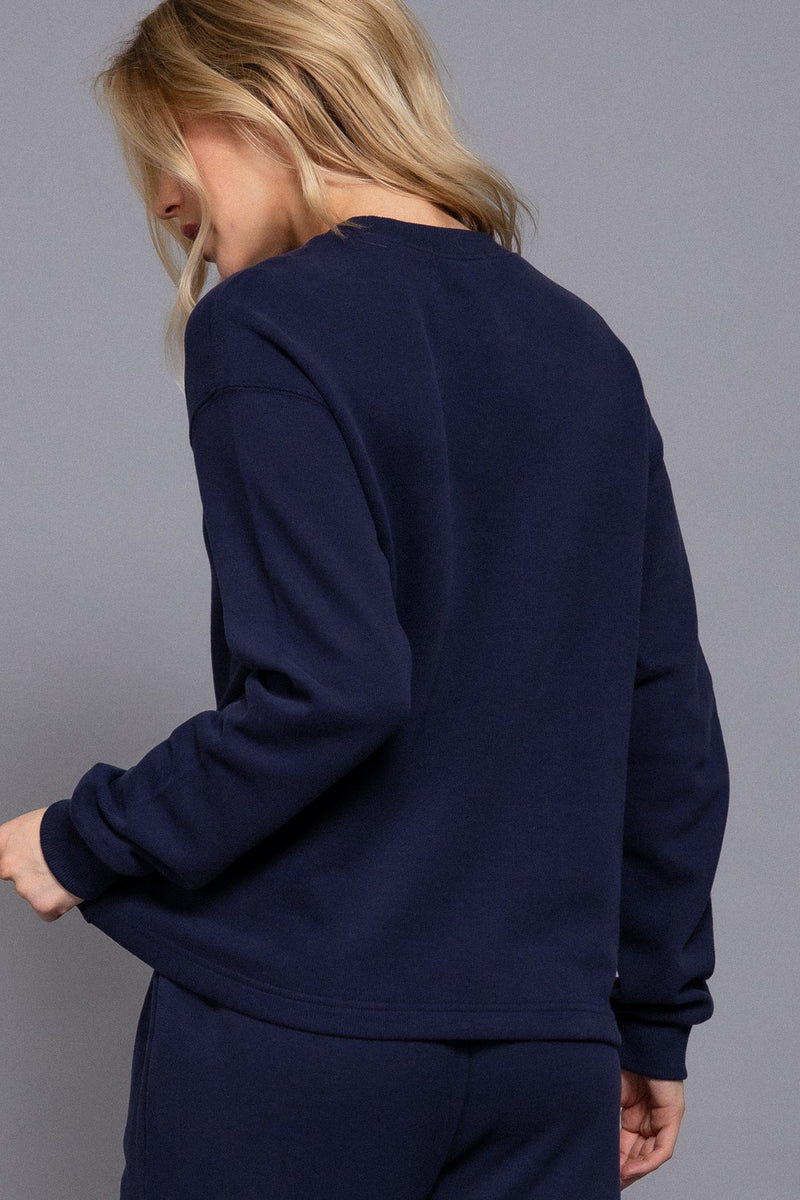 Allysa Soft Knit Top, Navy