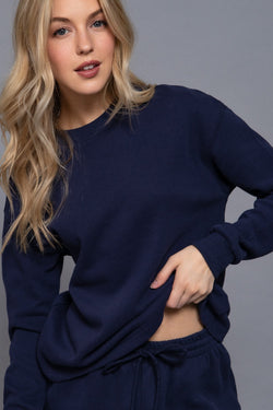 Allysa Soft Knit Top, Navy