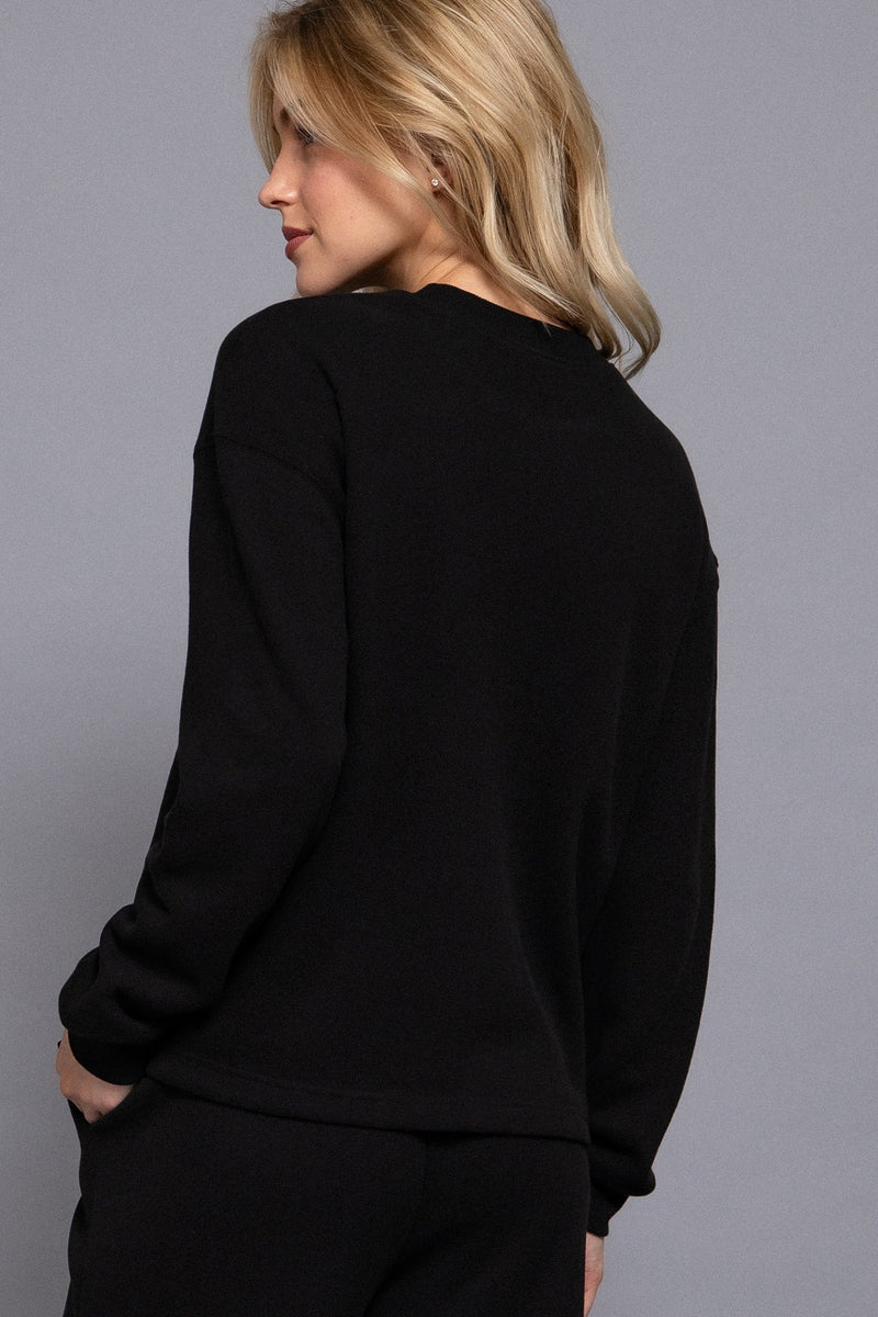 Allysa Soft Knit Top, Black