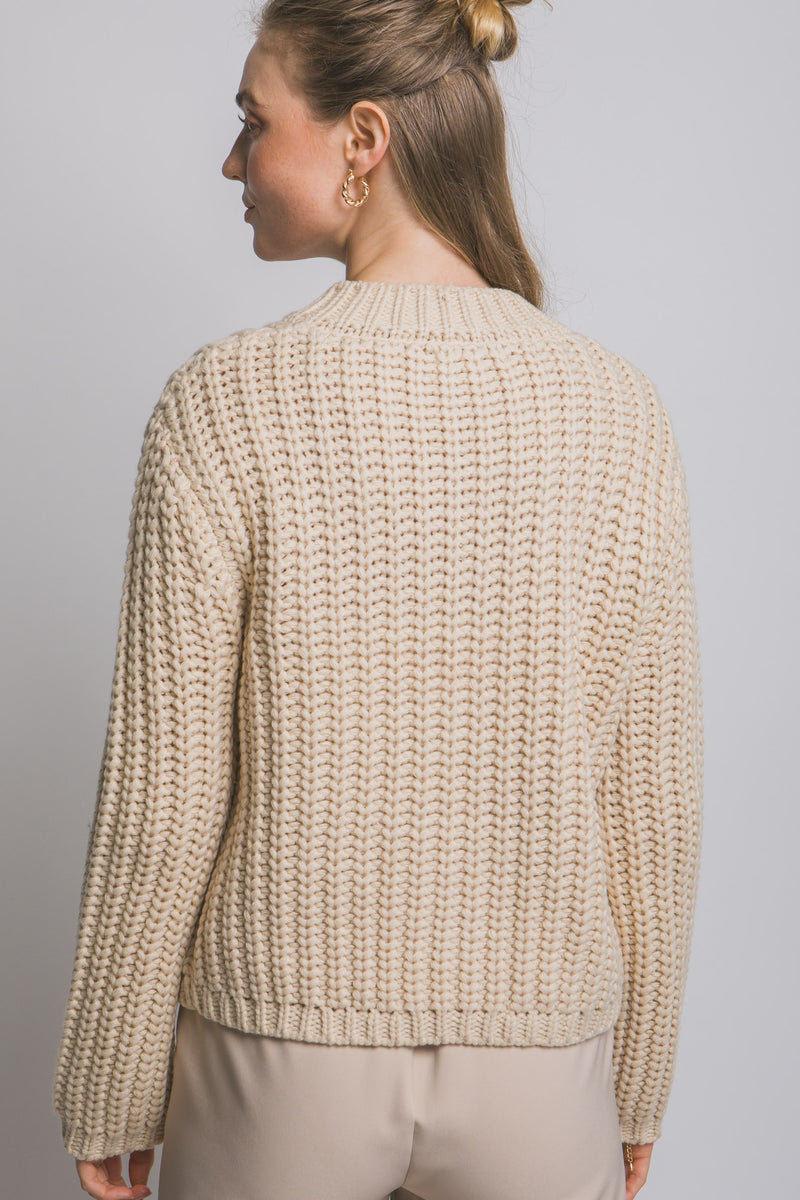 Clara Gold Button Cardigan, Cream