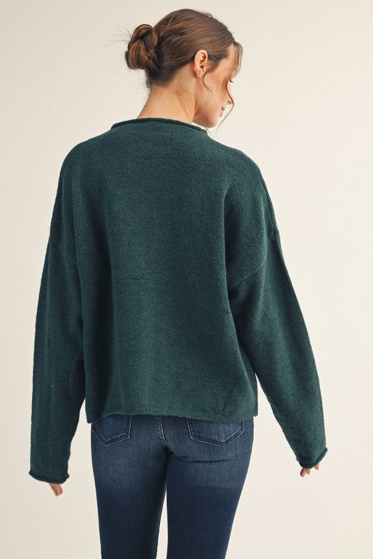 Odessa Cardigan Sweater, Hunter Green