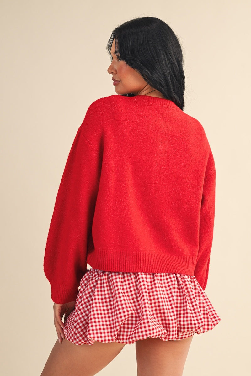 Lizzie Soft Knit Sweater, Red