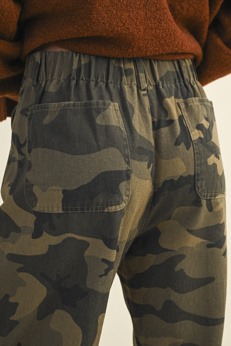 Rosalia Front Tie Woven Pant, Camo